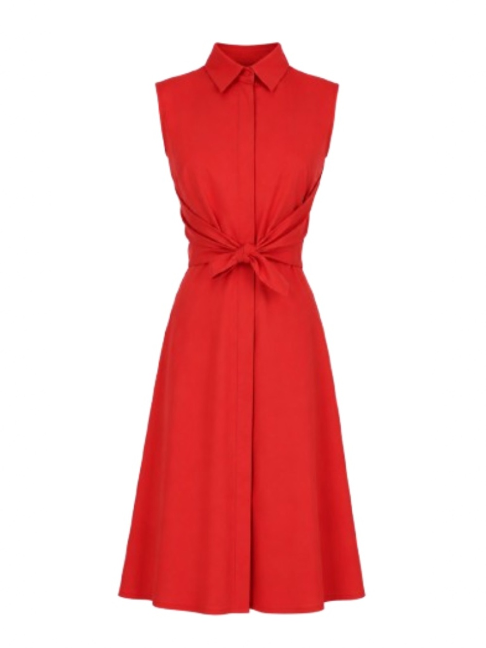 Lafayette 148 Sleeveless Knotted Shirt Dress - Mariel in Tomato Red 🍅